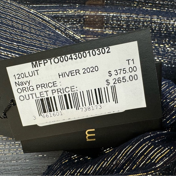 Maje - sheer navy and gold blouse - Size 1 - Picture 11 of 11